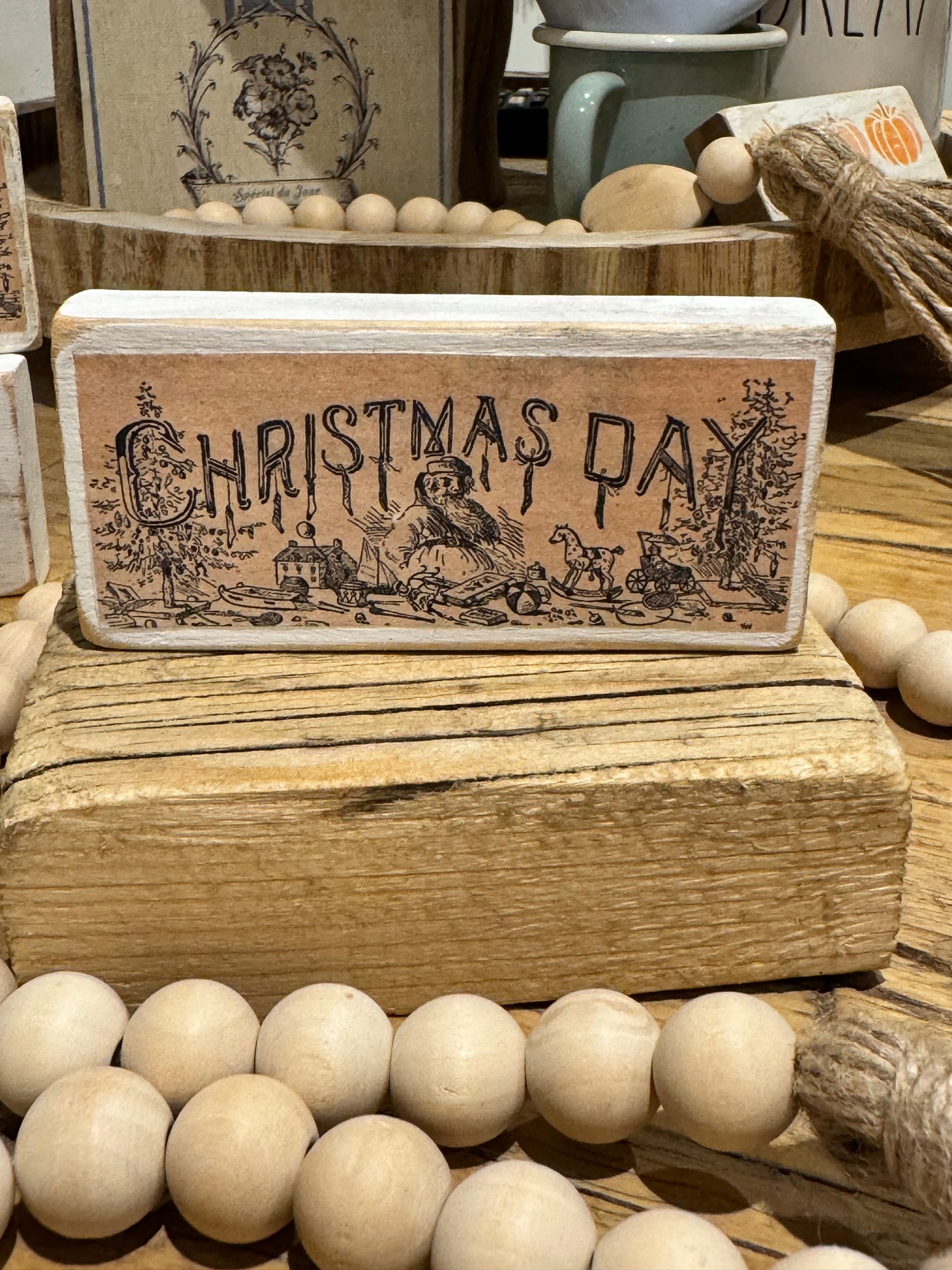 CHRISTMAS DAY Reclaimed Wooden Block sign