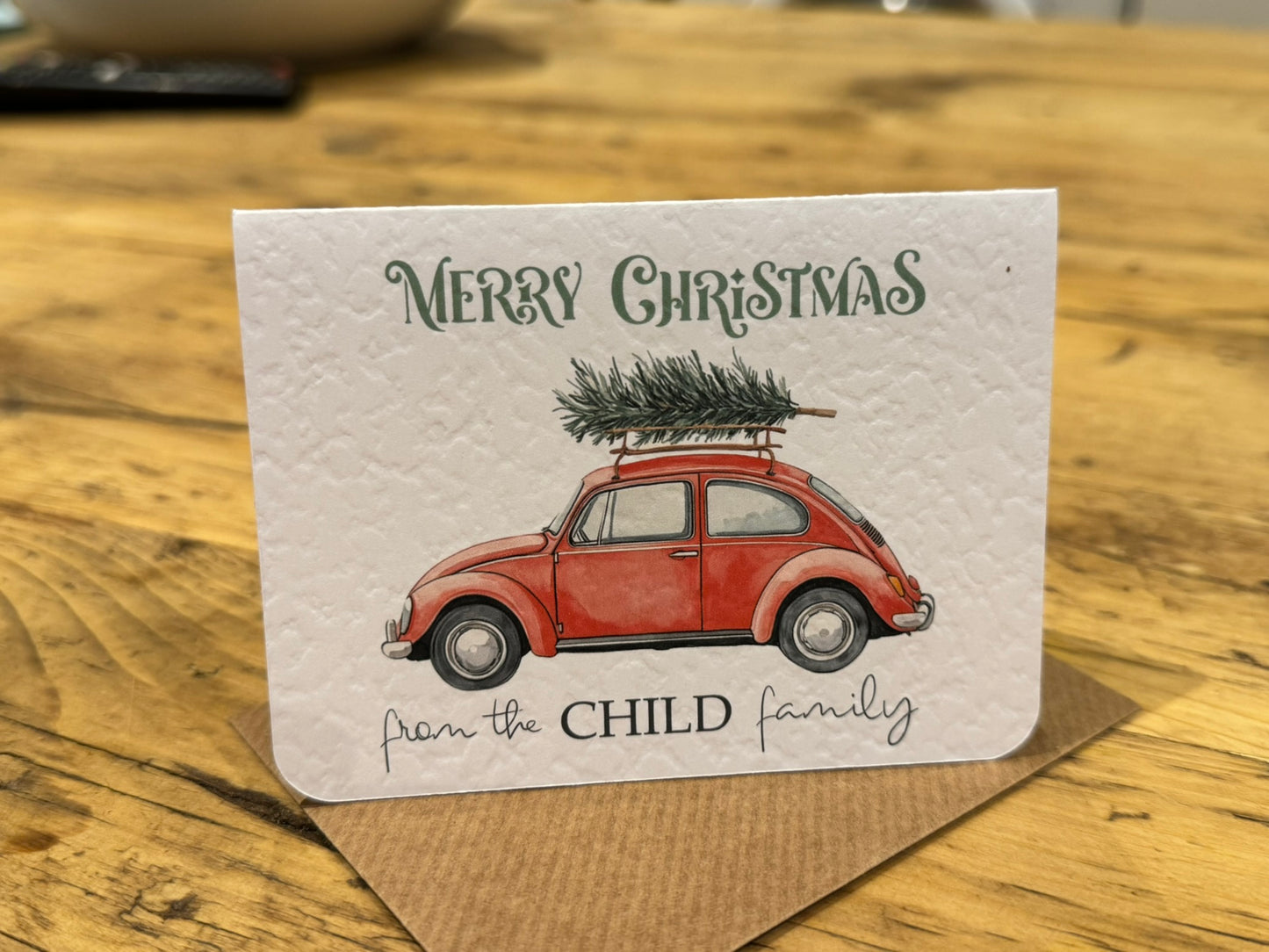 Personalised “MERRY CHRISTMAS” tree car cards (set)