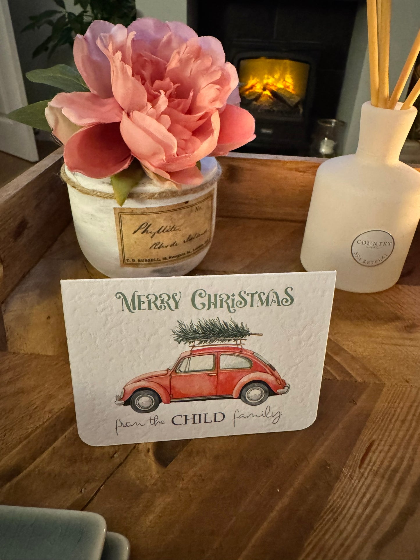 Personalised “MERRY CHRISTMAS” tree car cards (set)