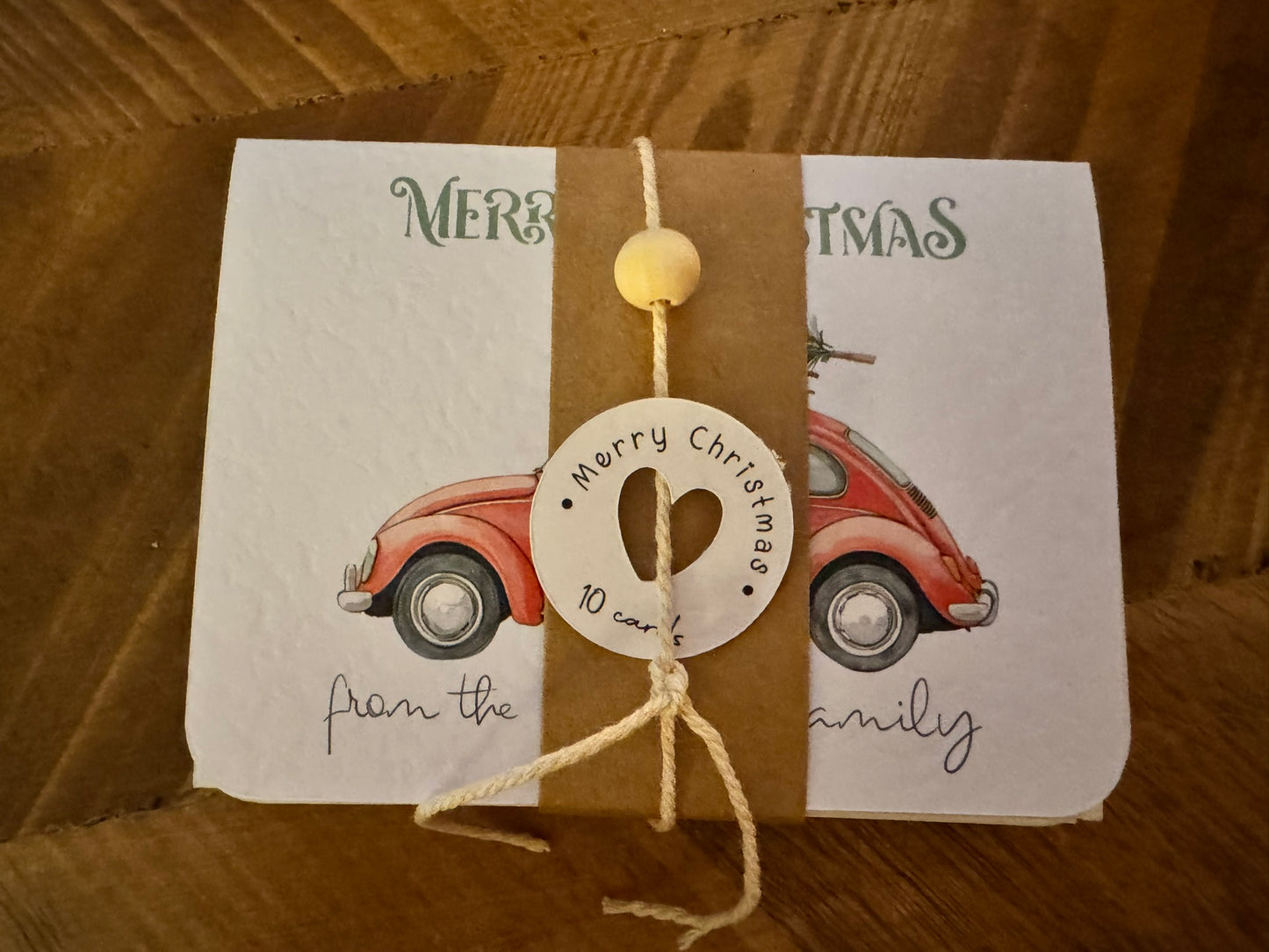 Personalised “MERRY CHRISTMAS” tree car cards (set)