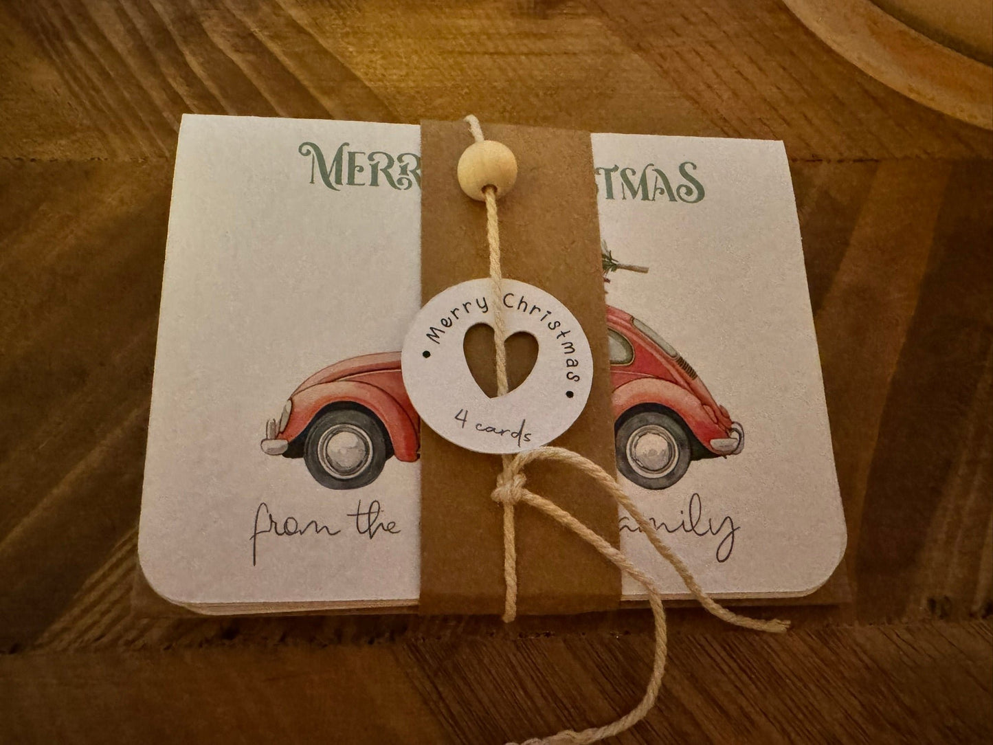 Personalised “MERRY CHRISTMAS” tree car cards (set)