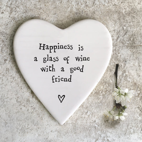 Porcelain coaster - Happiness glass wine