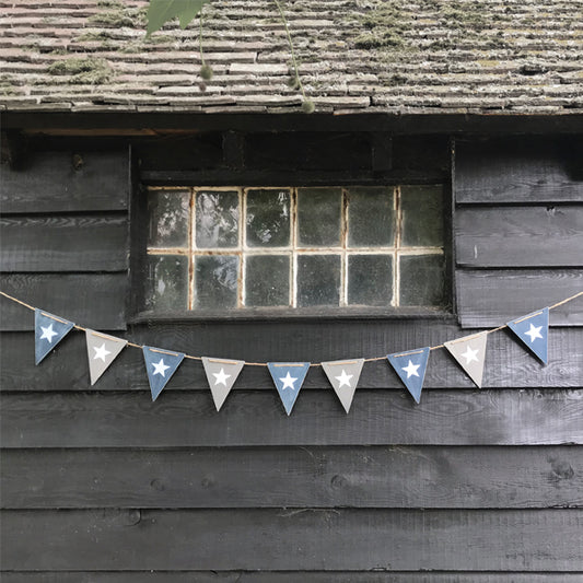 Wood bunting - Navy & grey flags (2 meters)