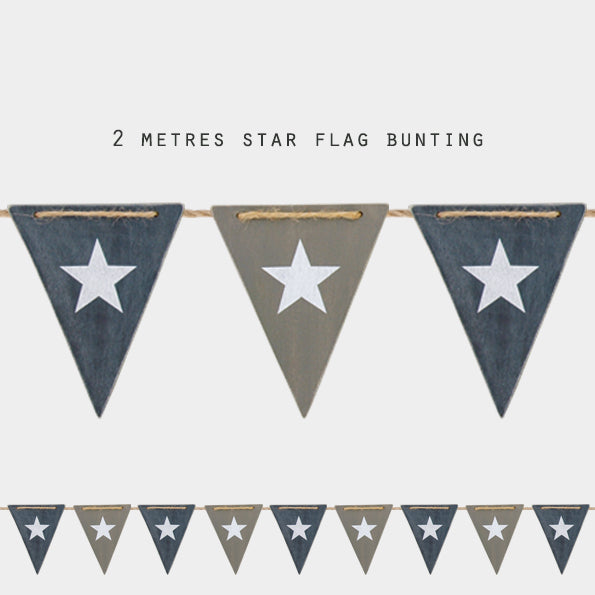 Wood bunting - Navy & grey flags (2 meters)