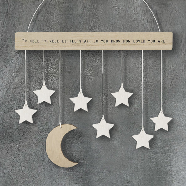 Wood twinkle hanger moon & stars