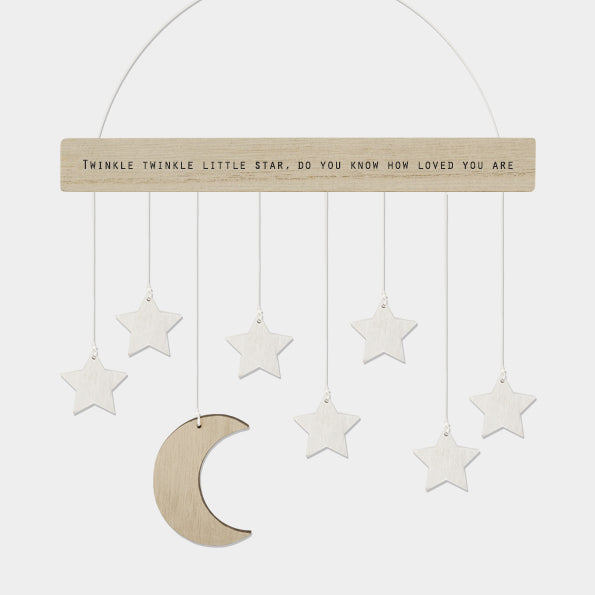 Wood twinkle hanger moon & stars