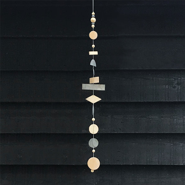 Hanging garland - Metal & wood abstract shapes