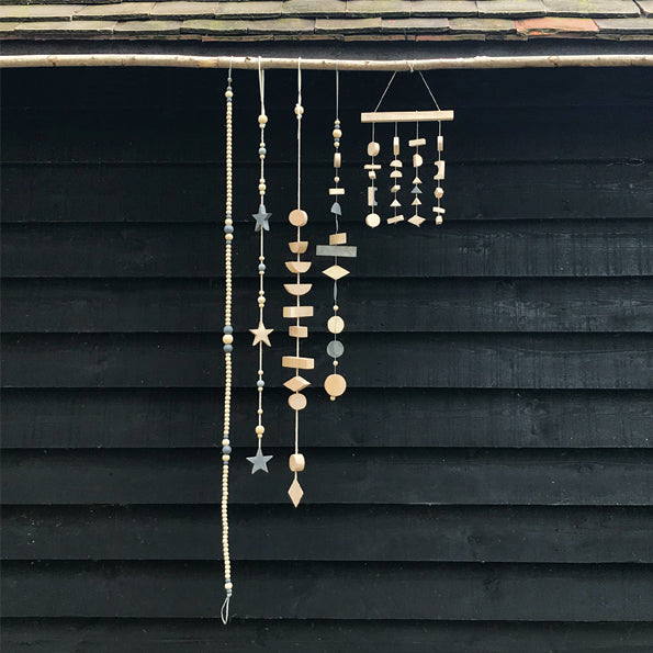 Hanging garland - Metal & wood abstract shapes