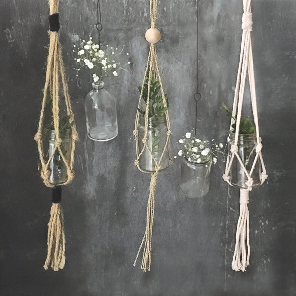 Small Macrame pot holder - Natural cotton