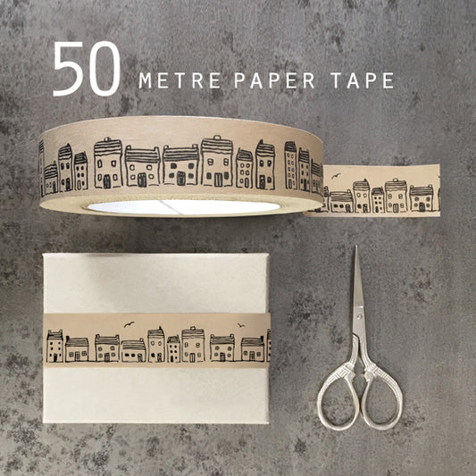 Wide brown tape - Houses