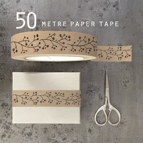 Wide brown tape - Floral