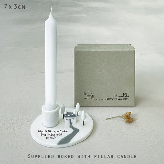 Candle holder - Life is like wine (incl. candle)