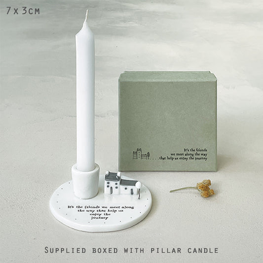 Candle holder - It's the friends we meet along the way (incl. 11 cm pillar candle)