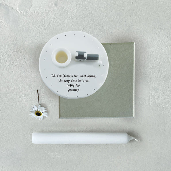 Candle holder - It's the friends we meet along the way (incl. 11 cm pillar candle)