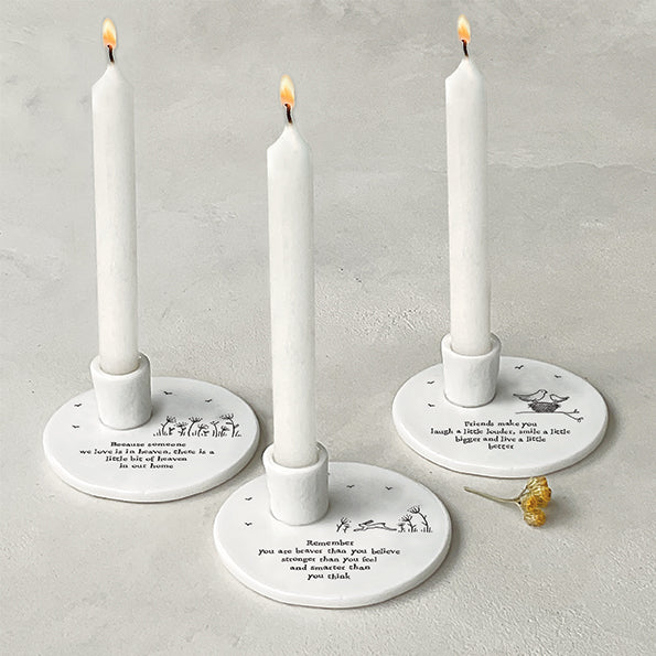 Candle holder - Friends make you laugh (incl. 11 cm pillar candle)