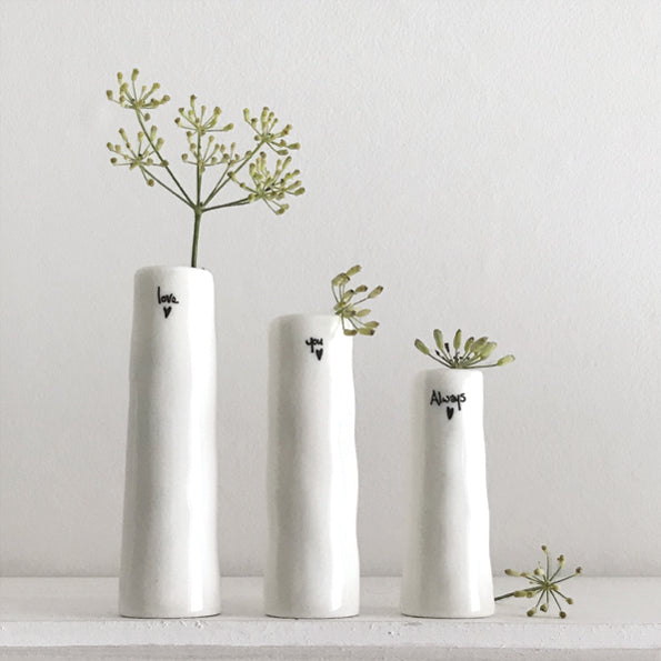 Trio of bud vases - Love you always