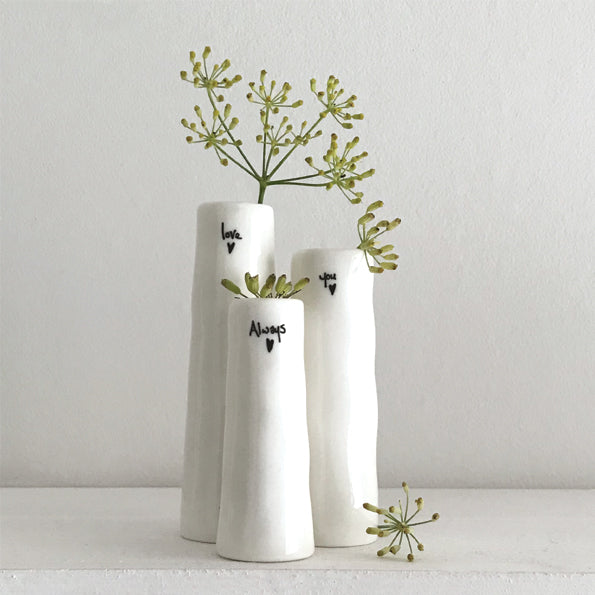 Trio of bud vases - Love you always