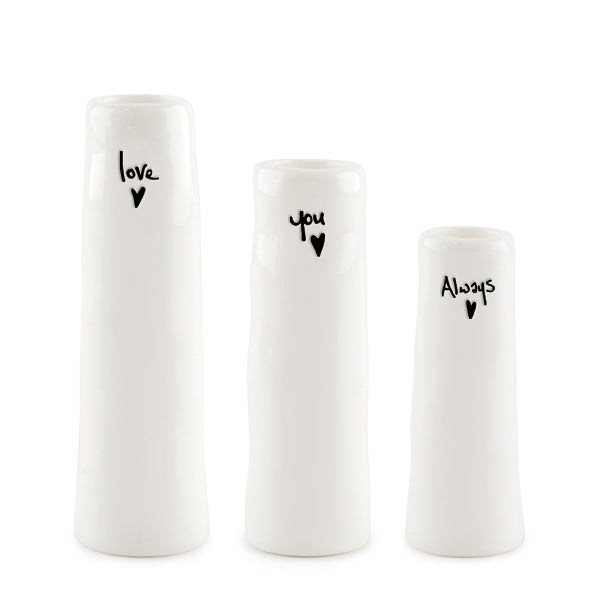 Trio of bud vases - Love you always