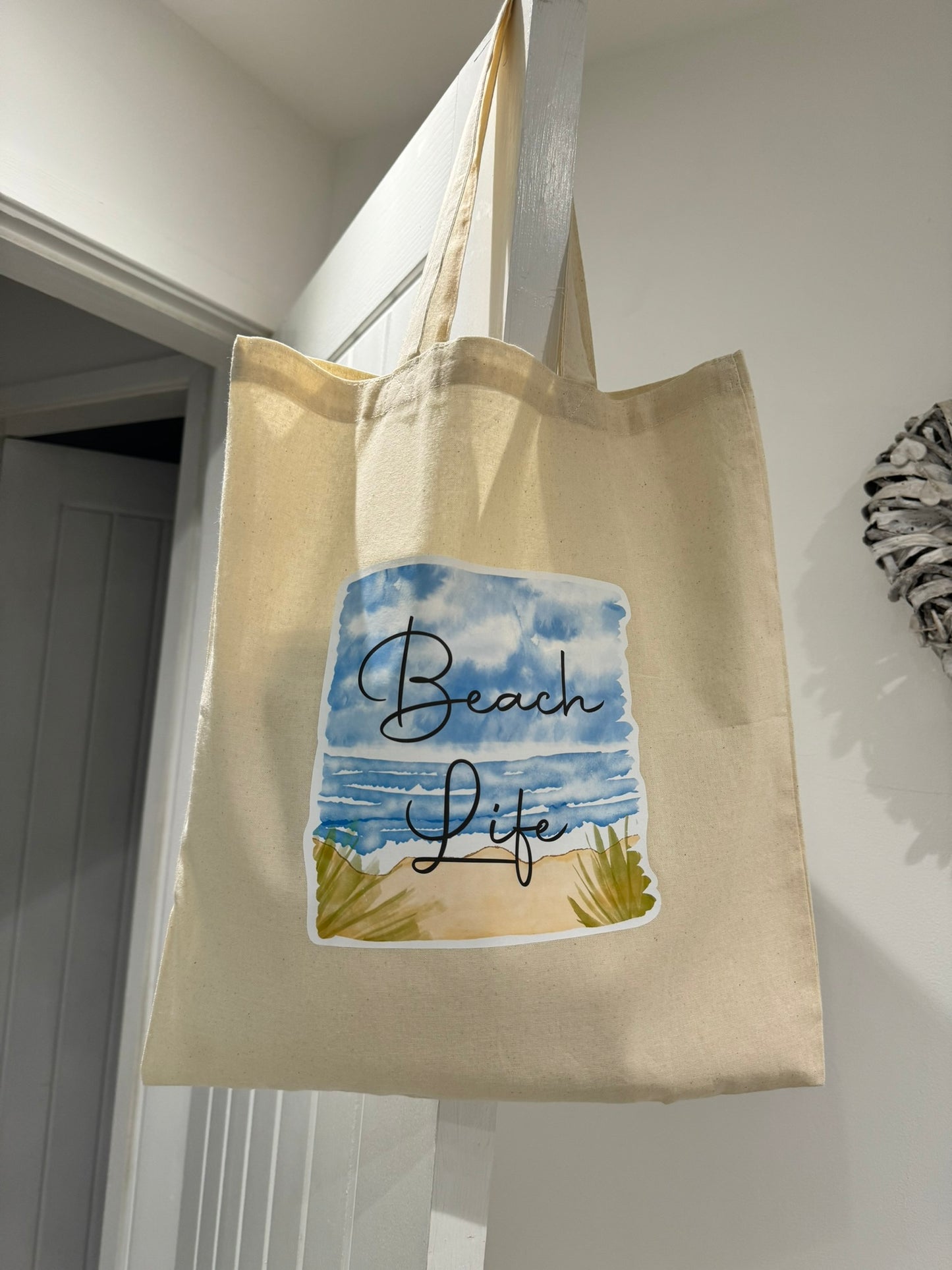 BEACH LIFE canvas tote bag