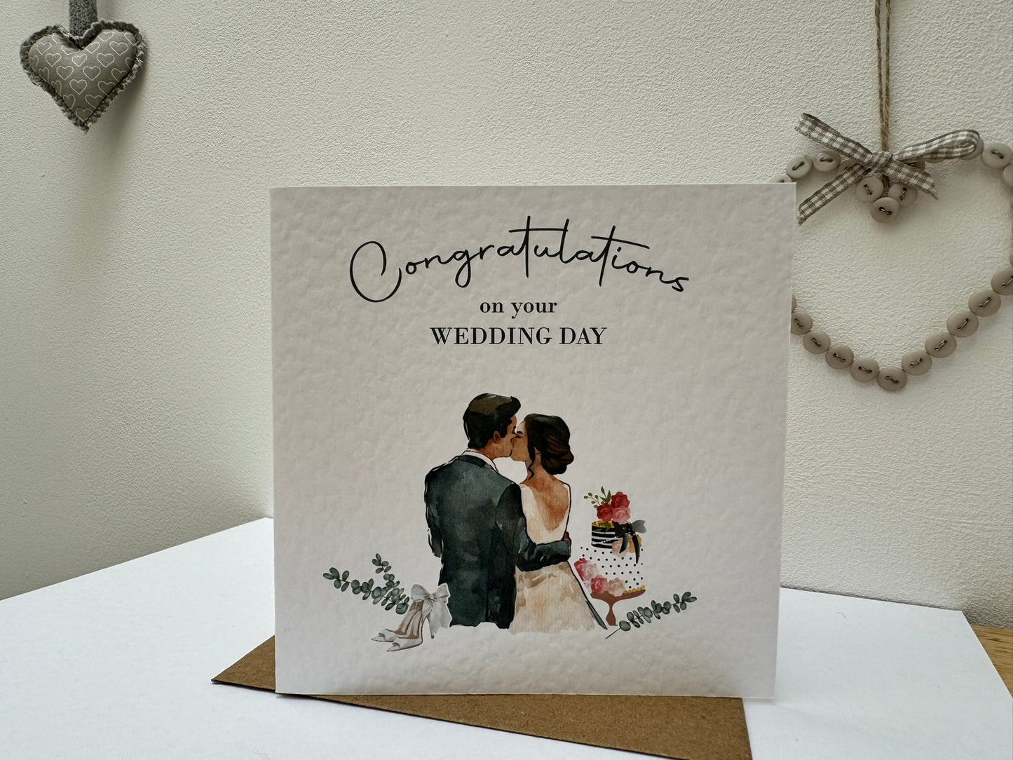 Handcrafted "CONGRATULATIONS ON YOUR WEDDING DAY" card