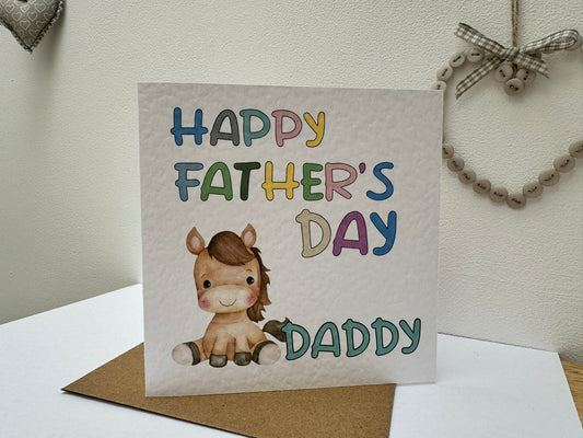 Handcrafted "HAPPY FATHER'S DAY DADDY" card horse calf