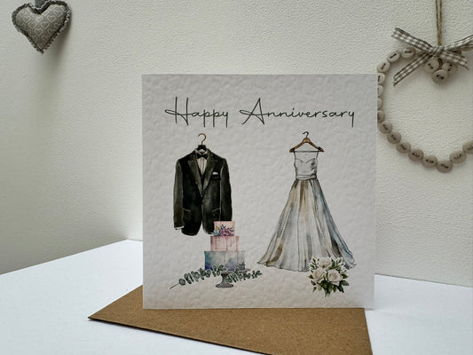 Handcrafted "HAPPY ANNIVERSARY" square card wedding