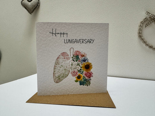 Handcrafted 'HAPPY LUNGAVERSARY' card