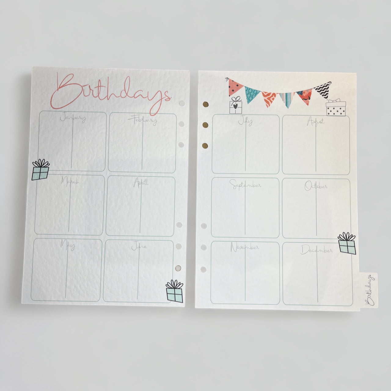 Handcrafted A5 Planner BIRTHDAY inserts