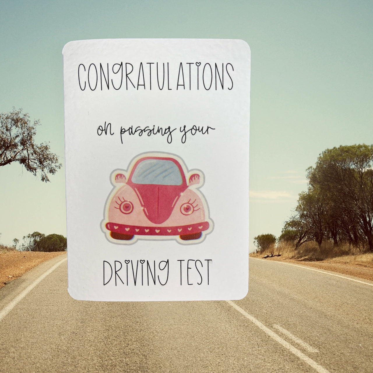 Handcrafted 'CONGRATULATIONS ON PASSING YOUR DRIVING TEST' card