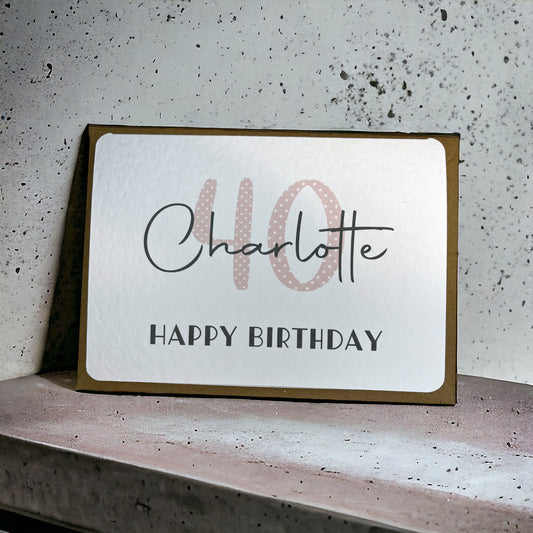 Personalised Handcrafted '40th BIRTHDAY' card