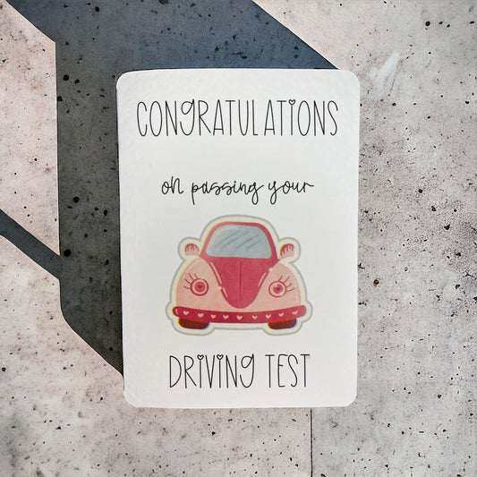 Handcrafted 'CONGRATULATIONS ON PASSING YOUR DRIVING TEST' card