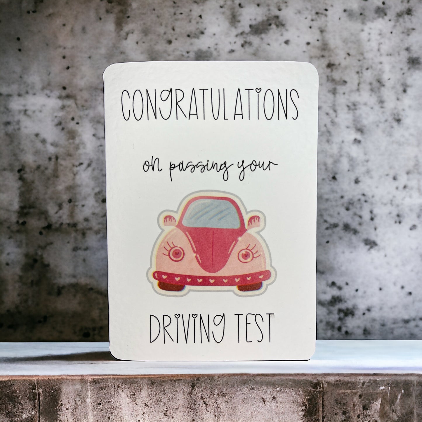 Handcrafted 'CONGRATULATIONS ON PASSING YOUR DRIVING TEST' card