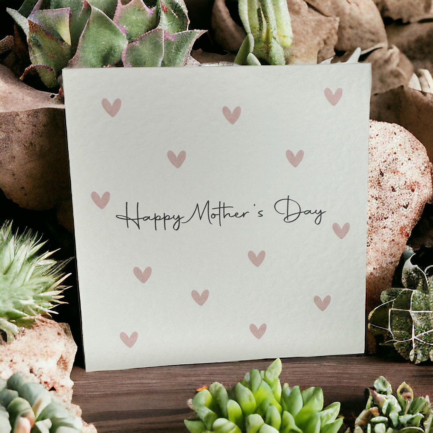 Handcrafted 'HAPPY MOTHER'S DAY ' hearts square card