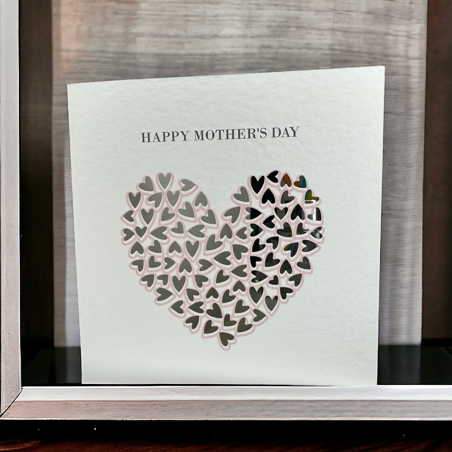 Handcrafted 'HAPPY MOTHER'S DAY' hearts within hearts cutouts square card