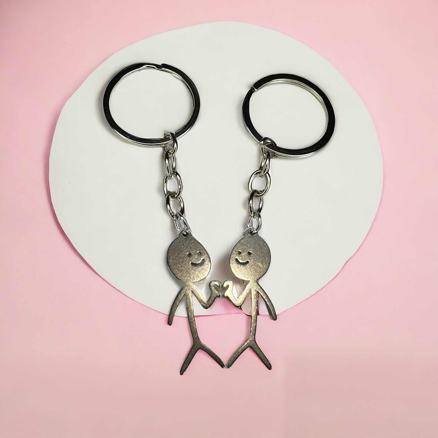 Shared heart alloy keychain - a set of 2