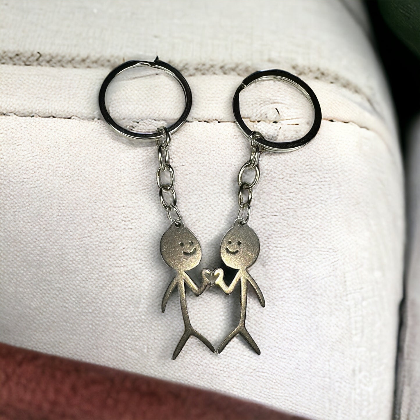 Shared heart alloy keychain - a set of 2