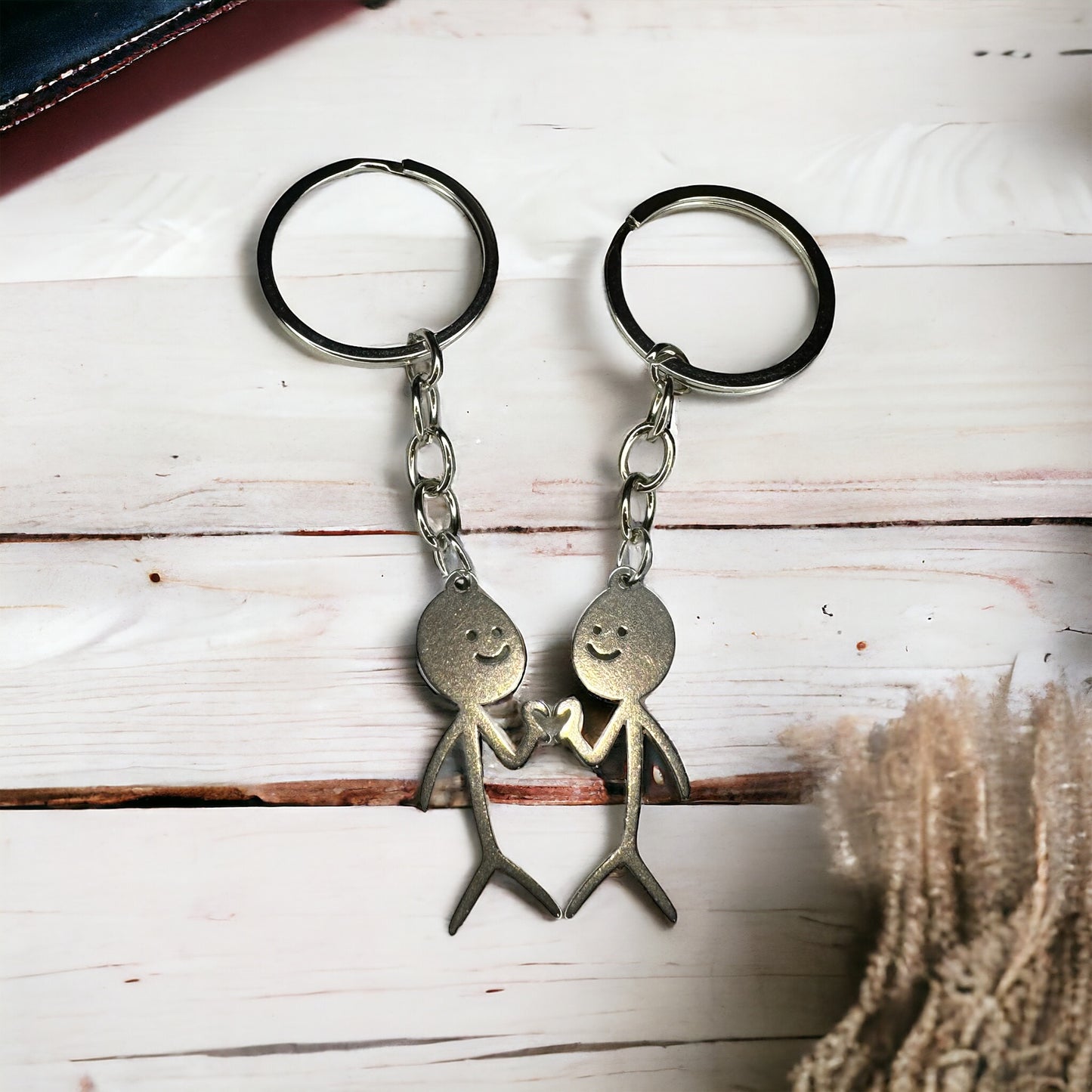 Shared heart alloy keychain - a set of 2