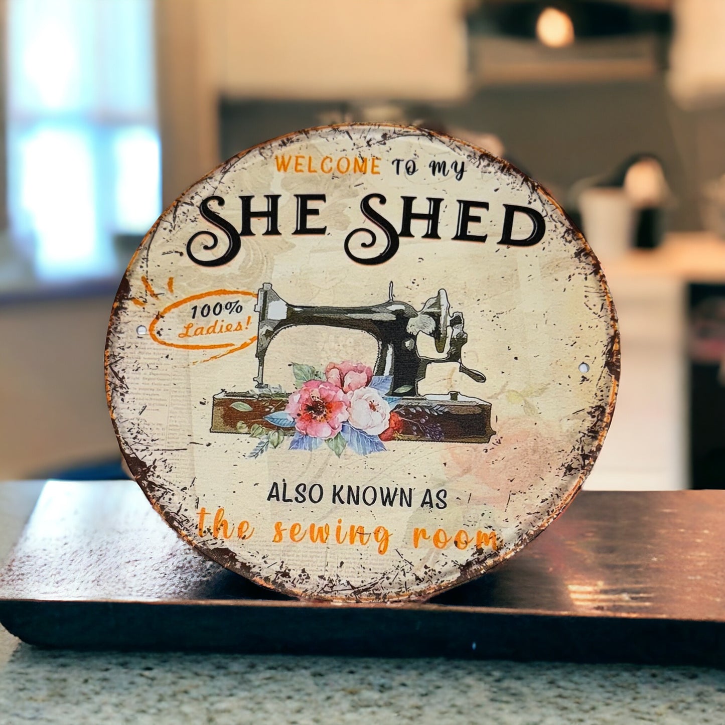 SEWING ROOM 'SHE SHED' metal sign