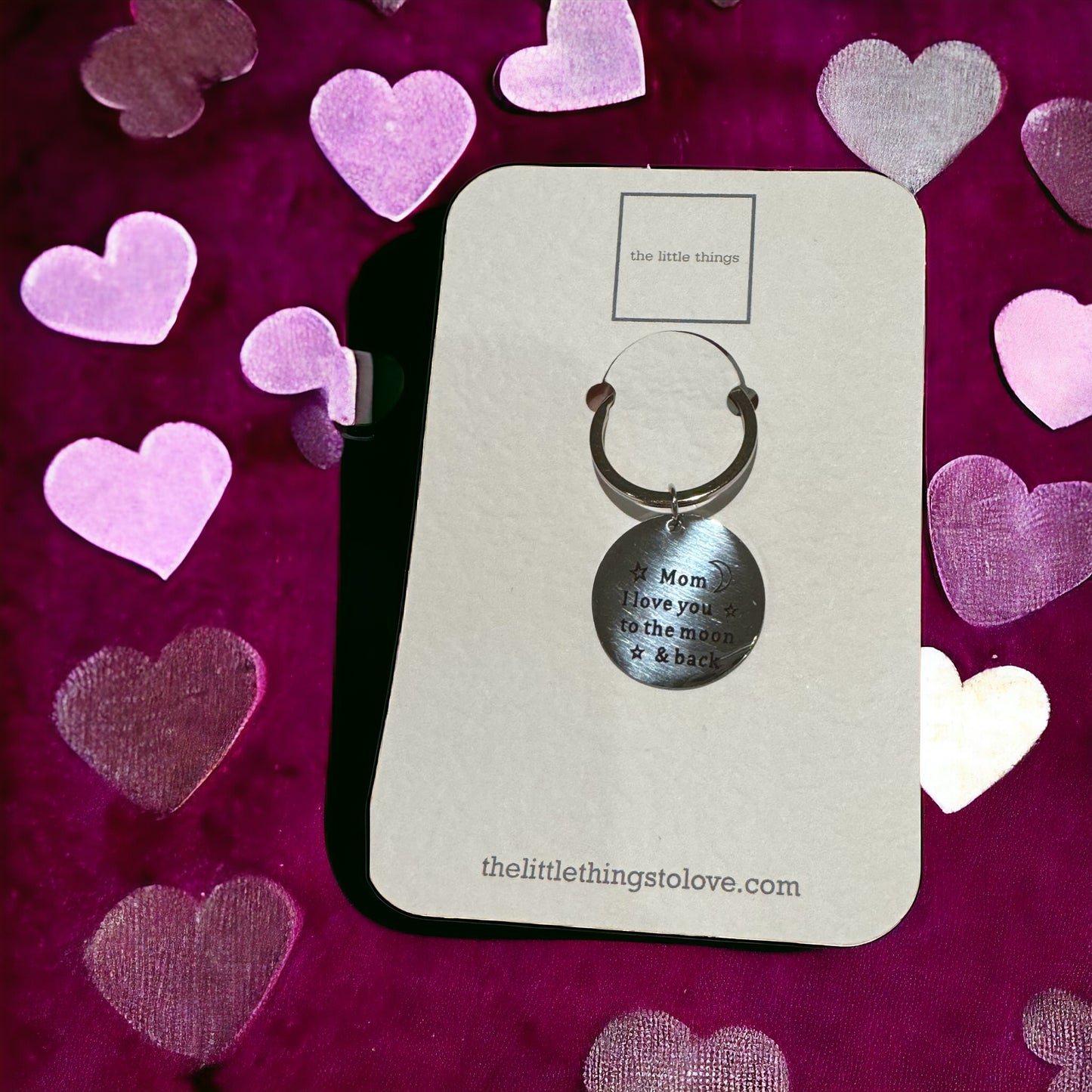 MOM I LOVE YOU TO THE MOON AND BACK keychain