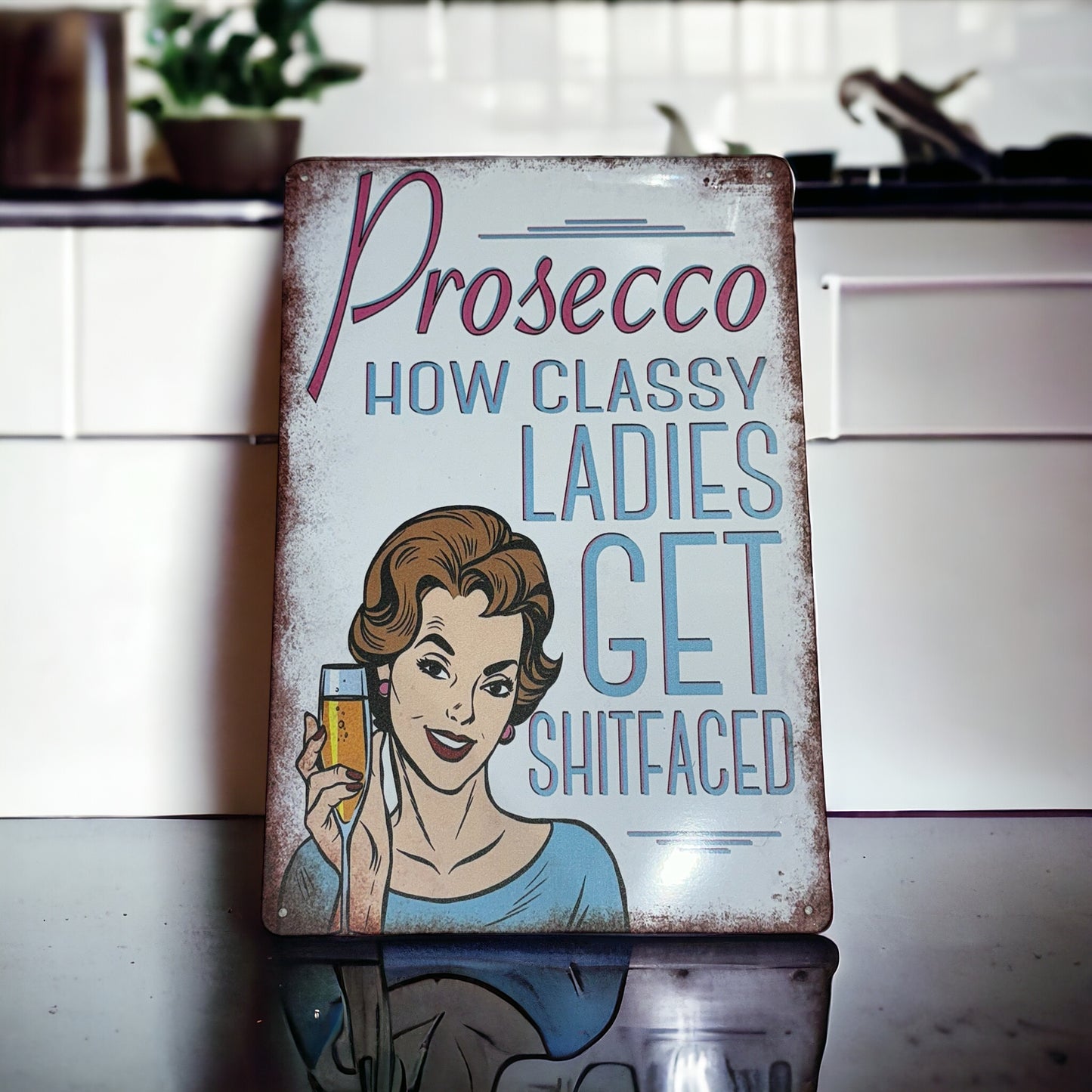 PROSECCO - HOW CLASSY LADIES GET SHITFACED metal sign plague