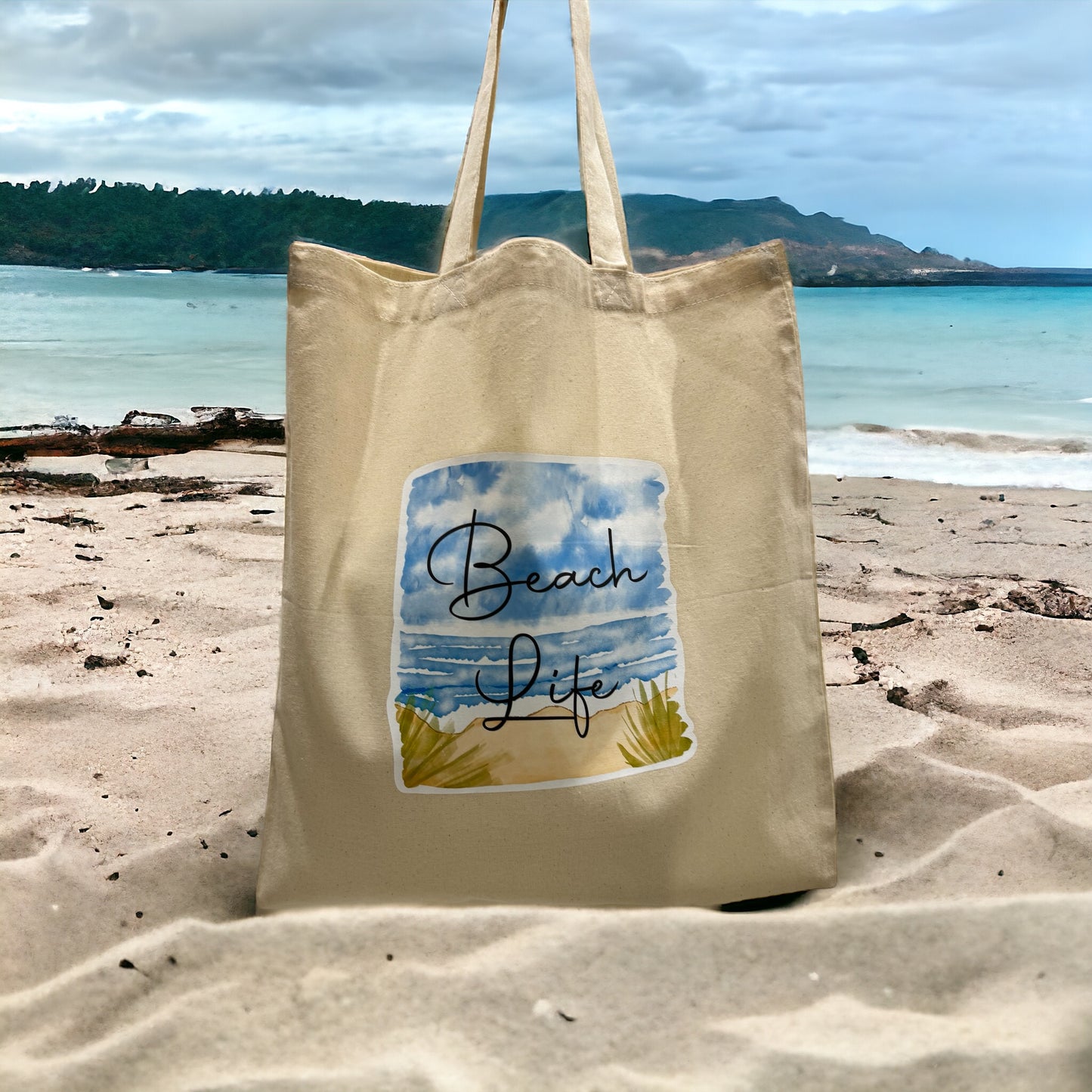 BEACH LIFE canvas tote bag