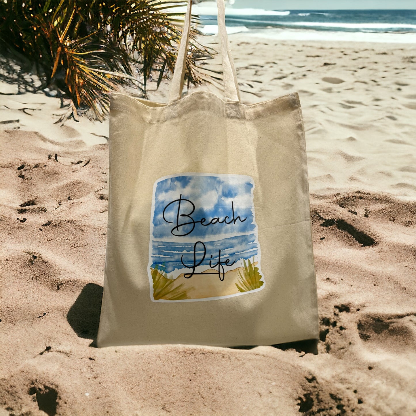 BEACH LIFE canvas tote bag