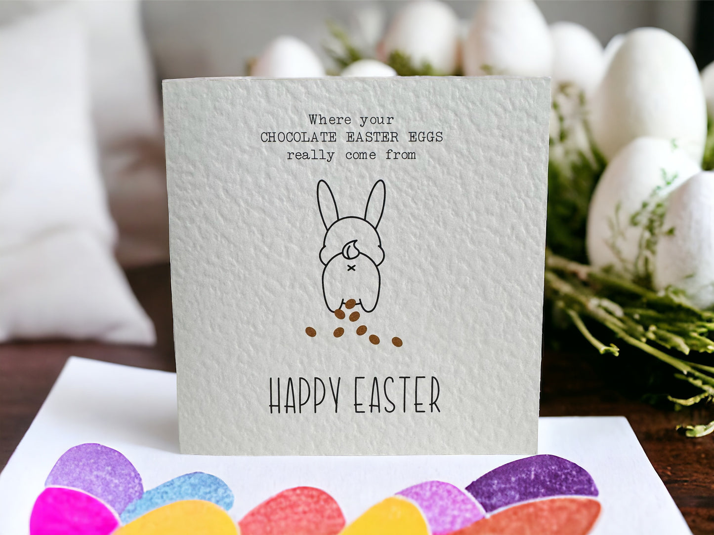 Handcrafted WHERE YOUR CHOCOLATE EASTER EGGS REALLY COME FROM card