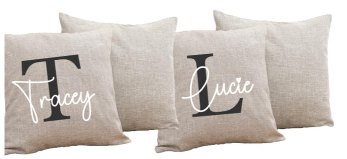 PERSONALISED linen style cushion cover 40 x 40 cm