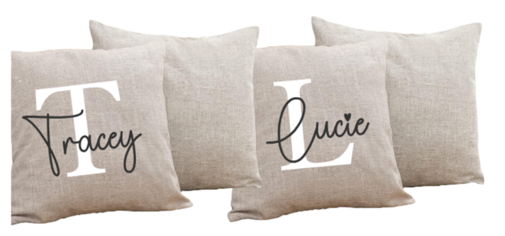 PERSONALISED linen style cushion cover 40 x 40 cm